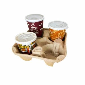 Pulp Fiber 4 Cup Carrier – 300/Case | Eco-Friendly Drink Carrier for Buffalo Foodservice