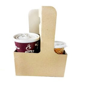 2 Cup Drink Carrier with Handle – 250/Case | Eco-Friendly Beverage Carrier for Buffalo Foodservice