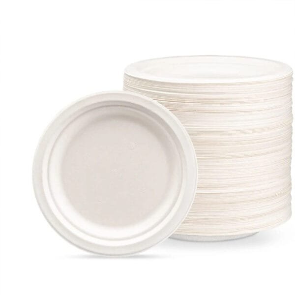 100% Eco-Friendly Biodegradable 7” Sugarcane Paper Pulp Plates – 1000/Case | Compostable Plates for Buffalo Foodservice - Image 2