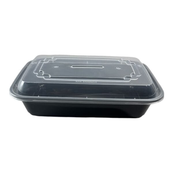 24 oz. Black Rectangular Microwavable Heavyweight Container with Lid 8''x5-1/4''x2 - 150/Case | Medcostaurent for Buffalo Take-Out - Image 6