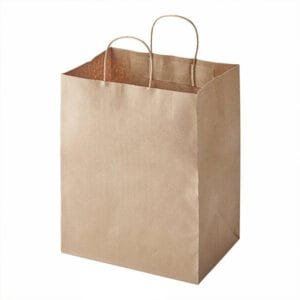 12” x 9” x 15.75” Natural Kraft Paper Shopping Bag with Handles – 250/Case | Customizable Eco-Friendly Bags for Buffalo Businesses