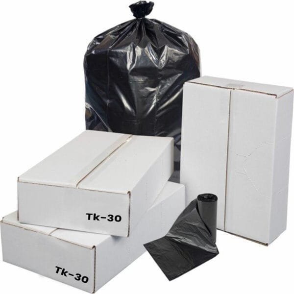 Medco-30 Gallon 1 Mil 30” x 45” Low-Density Medium-Duty Black Can Liner Trash Bag – 100/Case | Reliable Waste Bags for Buffalo Businesses