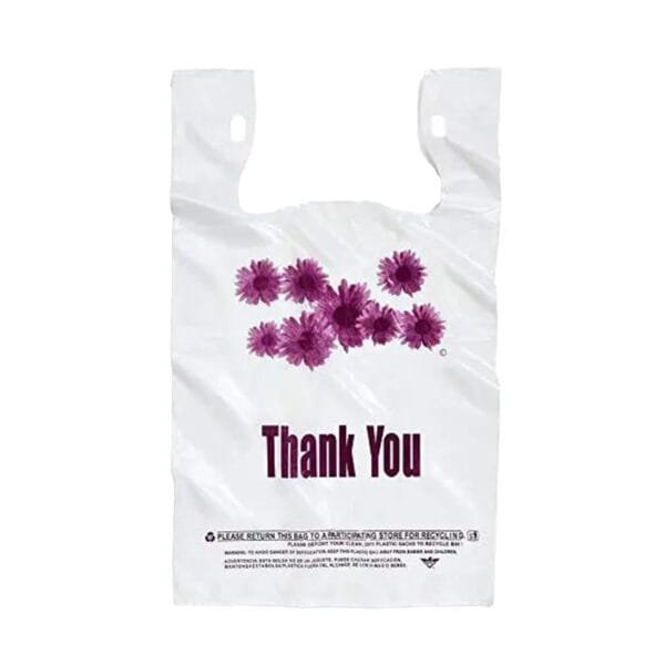 1/6 Standard Size White Thank You Heavy-Duty Plastic T-Shirt Bag – 400/Case | Durable Shopping Bags for Buffalo Businesses - Image 5