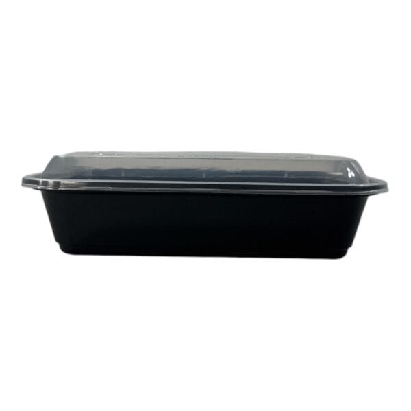 24 oz. Black Rectangular Microwavable Heavyweight Container with Lid 8''x5-1/4''x2 - 150/Case | Medcostaurent for Buffalo Take-Out - Image 5