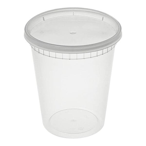 Heavy Duty 32 oz. Microwavable Translucent Plastic Deli Container and Lid Combo Pack – 240/Case | Reliable Take-Out Solutions for Buffalo Foodservice - Image 3