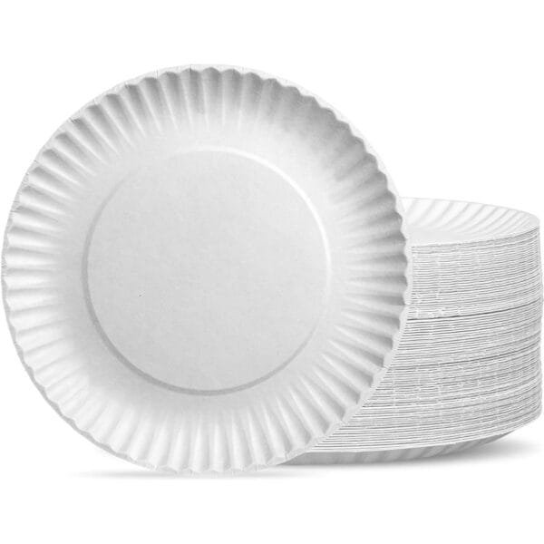 9'' White Uncoated Pizza Paper Plate – 1000/Case | Disposable Pizza Plates for Buffalo Pizzerias - Image 2