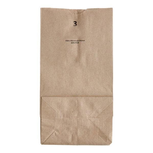 3 lb. Brown Paper Bag – 500/Bundle | Eco-Friendly Disposable Bags for Buffalo Foodservice - Image 2