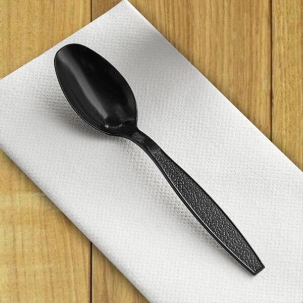 Black Heavy Weight Polystyrene Plastic Spoon – 1000/Case | Durable Disposable Spoons for Buffalo Foodservice