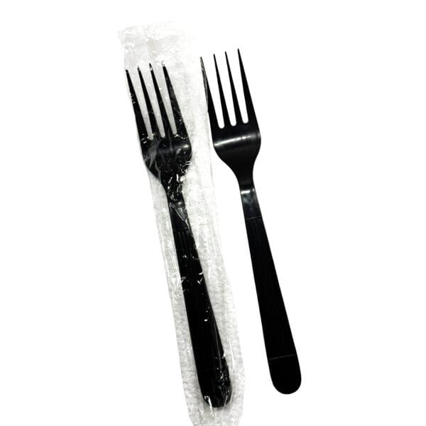 Black Extra Heavy Weight Wrapped Polystyrene Plastic Fork – 1000/Case | Durable Disposable Forks for Buffalo Foodservice - Image 3