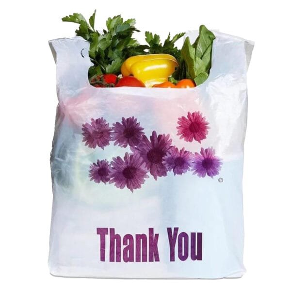 1/6 Standard Size White Thank You Heavy-Duty Plastic T-Shirt Bag – 400/Case | Durable Shopping Bags for Buffalo Businesses