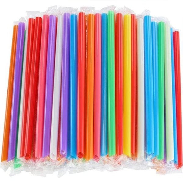 9" Multicolor Stripe Pointed Wrapped Smoothie Straw – 2200/Case | Disposable Straws for Buffalo Restaurants & Cafes - Image 3