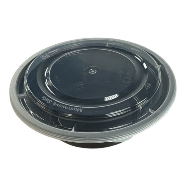 16 oz Black 6-1/4'' Round Microwavable Heavyweight Container with Lid - 150/Case | Durable Take-Out Solutions for Buffalo Foodservice