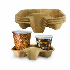 Pulp Fiber 2 Cup Carrier – 300/Case | Eco-Friendly Drink Carrier for Buffalo Foodservice