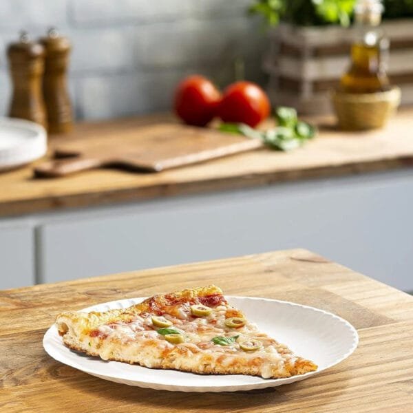 9'' White Uncoated Pizza Paper Plate – 1000/Case | Disposable Pizza Plates for Buffalo Pizzerias