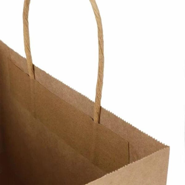 12” x 9” x 15.75” Natural Kraft Paper Shopping Bag with Handles – 250/Case | Customizable Eco-Friendly Bags for Buffalo Businesses - Image 2