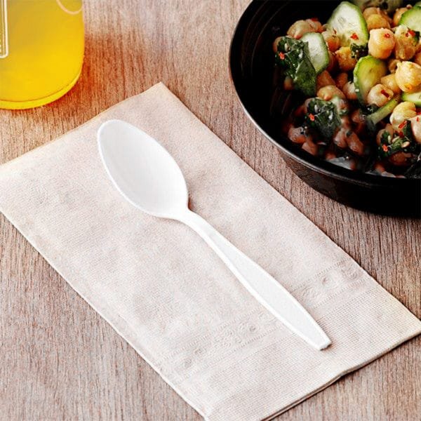 White Heavy Weight Polystyrene Plastic Spoon – 1000/Case | Durable Disposable Spoons for Buffalo Foodservice
