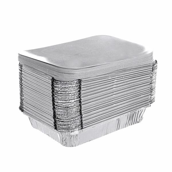 Oblong Foil-Laminated Board Lid for 1 lb. Foil Take-Out Container – 1000/Case | Secure Lids for Buffalo Foodservice