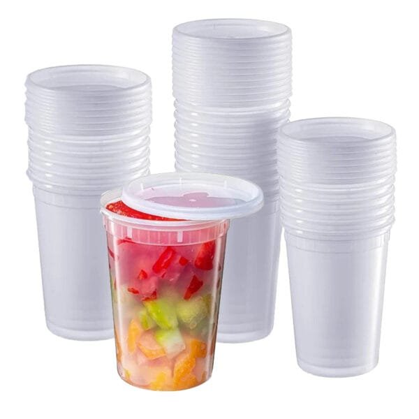Heavy Duty 32 oz. Microwavable Translucent Plastic Deli Container and Lid Combo Pack – 240/Case | Reliable Take-Out Solutions for Buffalo Foodservice - Image 2