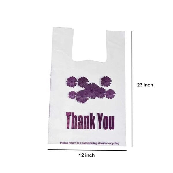 1/6 Standard Size White Thank You Heavy-Duty Plastic T-Shirt Bag – 400/Case | Durable Shopping Bags for Buffalo Businesses - Image 2