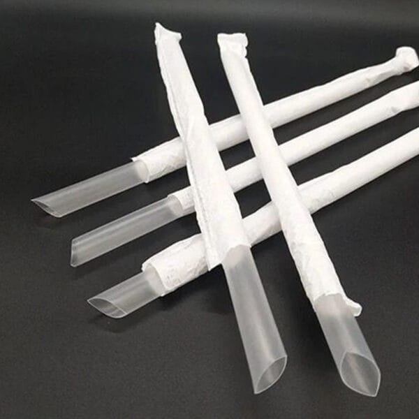 7 3/4" Jumbo Clear Wrapped Straw – 12000/Case | Disposable Straws for Buffalo Restaurants & Cafes