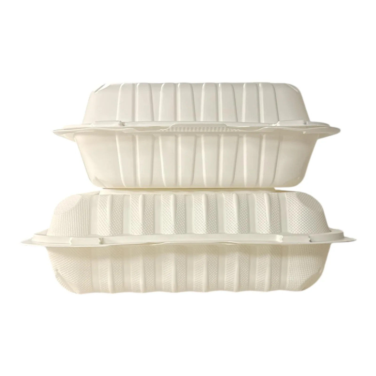 9” x 9” x 3” 1-Compartment Microwaveable White Mineral-Filled Plastic Hinged Take-Out Container – 150/Case | Reliable Take-Out Solutions for Buffalo Foodservice - Image 3