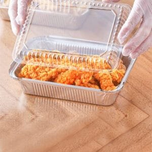 Oblong Clear Plastic Dome Lid for 2.25 lb. & 1.5 lb. Shallow Foil Take-Out Container – 500/Case | Secure Lids for Buffalo Foodservice