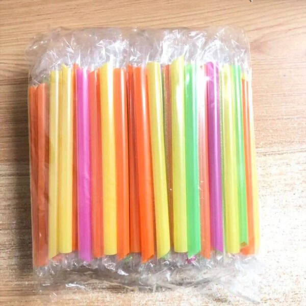 9" Multicolor Stripe Pointed Wrapped Smoothie Straw – 2200/Case | Disposable Straws for Buffalo Restaurants & Cafes - Image 2