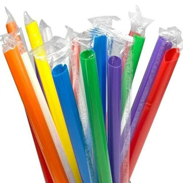 9" Multicolor Stripe Pointed Wrapped Smoothie Straw – 2200/Case | Disposable Straws for Buffalo Restaurants & Cafes - Image 4