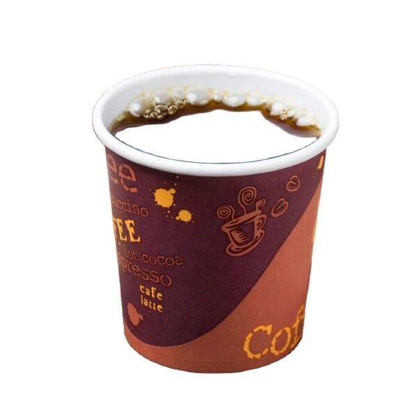 4 oz. Coffee Print Poly Paper Hot Cup – 1000/Case | Disposable Hot Cups for Buffalo Coffee Shops - Image 2