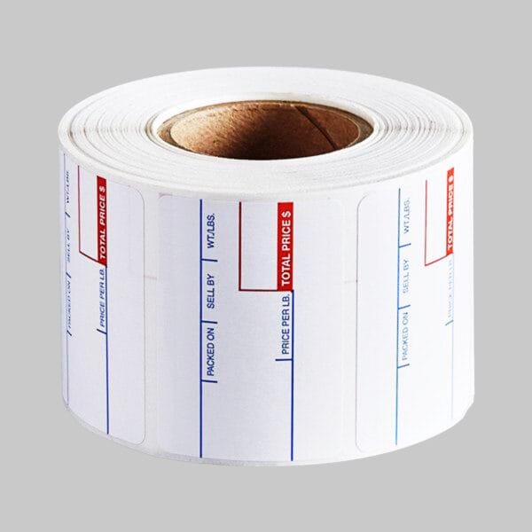 58 mm x 40 mm White Pre-Printed Equivalent Scale Label Roll – 12/Case | Reliable Labeling Solutions for Buffalo Foodservice - Image 2