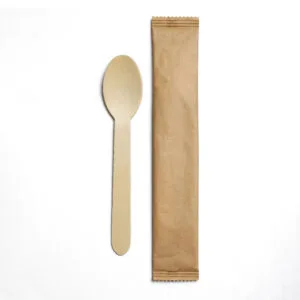 6.14” Wrapped Natural Wooden Spoon – 500/Case | Eco-Friendly Disposable Spoons for Buffalo Foodservice