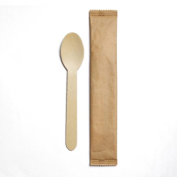 6.14” Wrapped Natural Wooden Spoon – 500/Case | Eco-Friendly Disposable Spoons for Buffalo Foodservice
