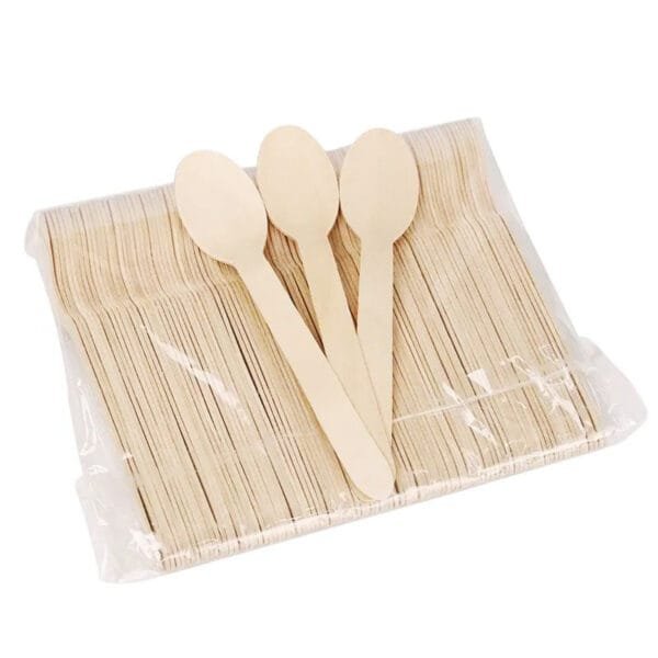 Eco-Friendly 6.14” Compostable Wooden Spoon – 1000/Pack | Sustainable Disposable Spoons for Buffalo Foodservice - Image 2