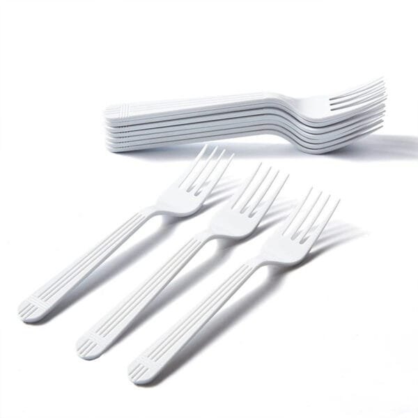 White Heavy Weight Polystyrene Plastic Fork – 1000/Case | Durable Disposable Forks for Buffalo Foodservice - Image 2