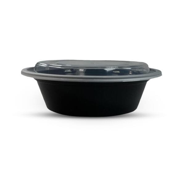 16 oz Black 6¼" Round Microwavable Heavy Weight Container with Lid – 50/Case | Durable Take-Out Containers for Buffalo Foodservice - Image 6