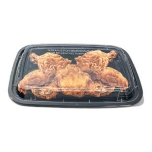 16 oz Black Rectangular Microwavable Heavy Weight Container with Lid – 25/Pack | Durable Take-Out Containers for Buffalo Foodservice