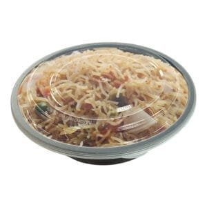 24 oz Black Round Microwavable Heavy Weight Container with Lid – 150/Case | Durable Take-Out Containers for Buffalo Foodservice