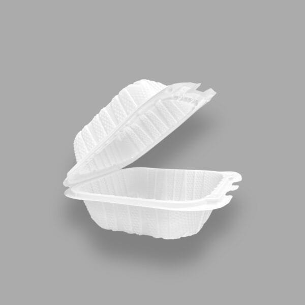 6" x 6" 1-Compartment Microwaveable White Mineral-Filled Plastic Hinged Take-Out Container – 250/Case | Durable Take-Out Containers for Buffalo Foodservice - Image 5