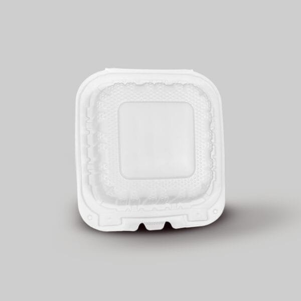6" x 6" 1-Compartment Microwaveable White Mineral-Filled Plastic Hinged Take-Out Container – 250/Case | Durable Take-Out Containers for Buffalo Foodservice - Image 6