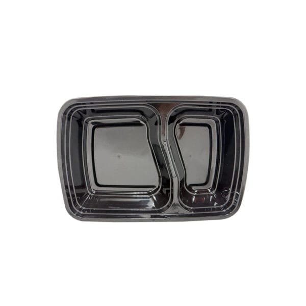 30 oz. Black 2-Compartment Microwavable Heavy Weight Container with Lid – 150/Case | Durable Take-Out Containers for Buffalo Foodservice - Image 5