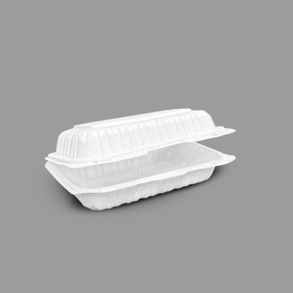 9" x 6" 1-Compartment Microwaveable White Mineral-Filled Plastic Hinged Take-Out Container – 150/Case | Durable Take-Out Containers for Buffalo Foodservice - Image 5