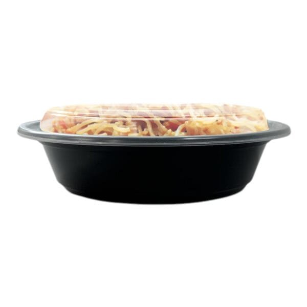 24 oz Black Round Microwavable Heavy Weight Container with Lid – 150/Case | Durable Take-Out Containers for Buffalo Foodservice - Image 4