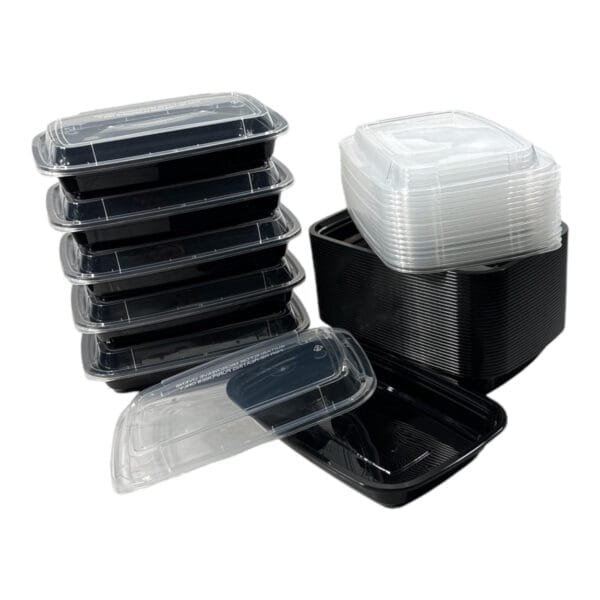 16 oz Black Rectangular Microwavable Heavy Weight Container with Lid – 25/Pack | Durable Take-Out Containers for Buffalo Foodservice - Image 3