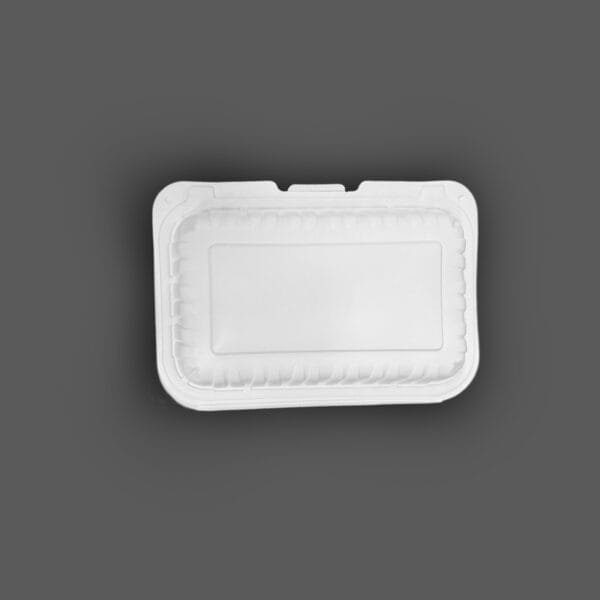 9" x 6" 1-Compartment Microwaveable White Mineral-Filled Plastic Hinged Take-Out Container – 150/Case | Durable Take-Out Containers for Buffalo Foodservice - Image 4