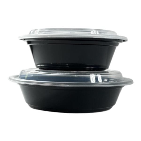 24 oz Black Round Microwavable Heavy Weight Container with Lid – 150/Case | Durable Take-Out Containers for Buffalo Foodservice - Image 3