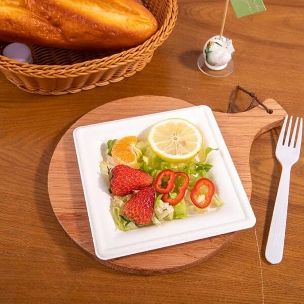 Sugarcane Bagasse 6" x 6" Square Plate – 400/Case | Eco-Friendly Plates for Buffalo Foodservice - Image 3